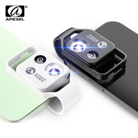 APEXEL 200X obiektyw z mikroskopem cyfrowym z przenośnym przewodnikiem LED CPL mikro kieszonkowe obiektywy makro dla iPhone Samsung wszystkie smartfony 1